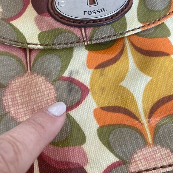 Fossil Key Per Floral Coated Canvas & Leather Cross Body Bag - Picture 13 of 15